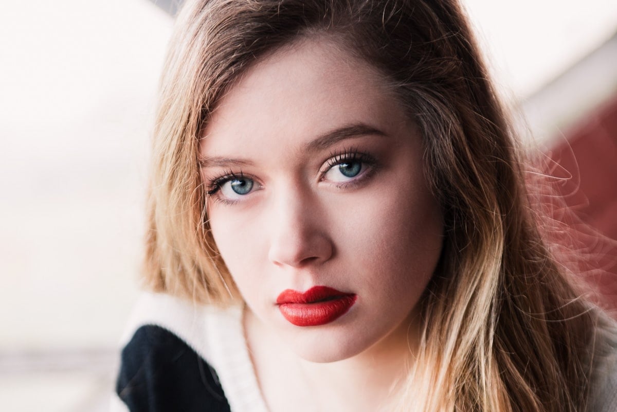 high camera angle portrait pose