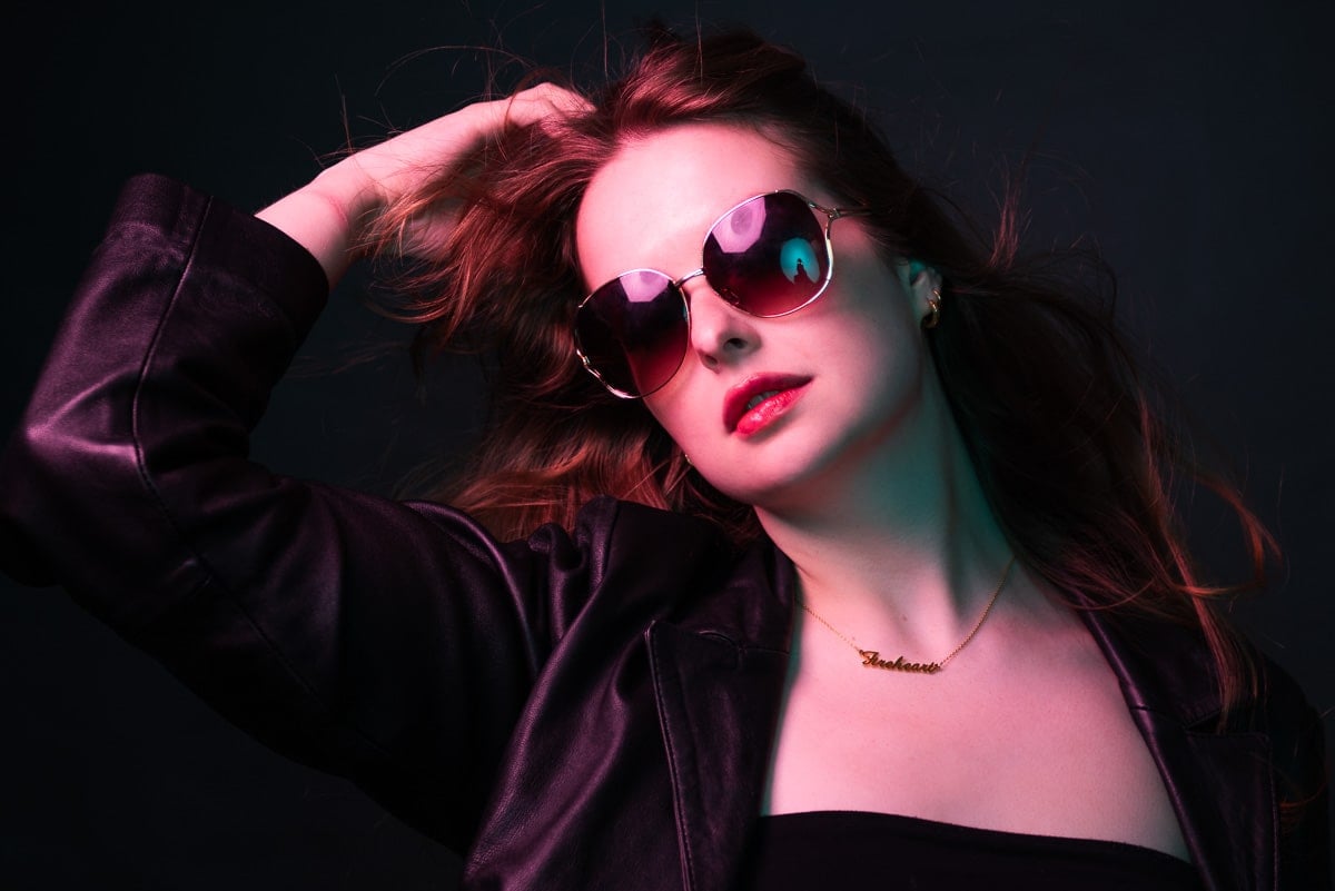 Studio lighting reflection of photography umbrella and softbox