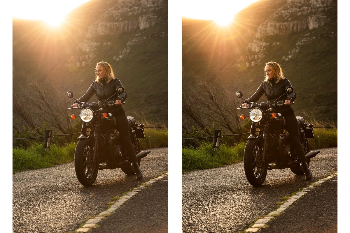 Before and after clarity and dehaze edits
