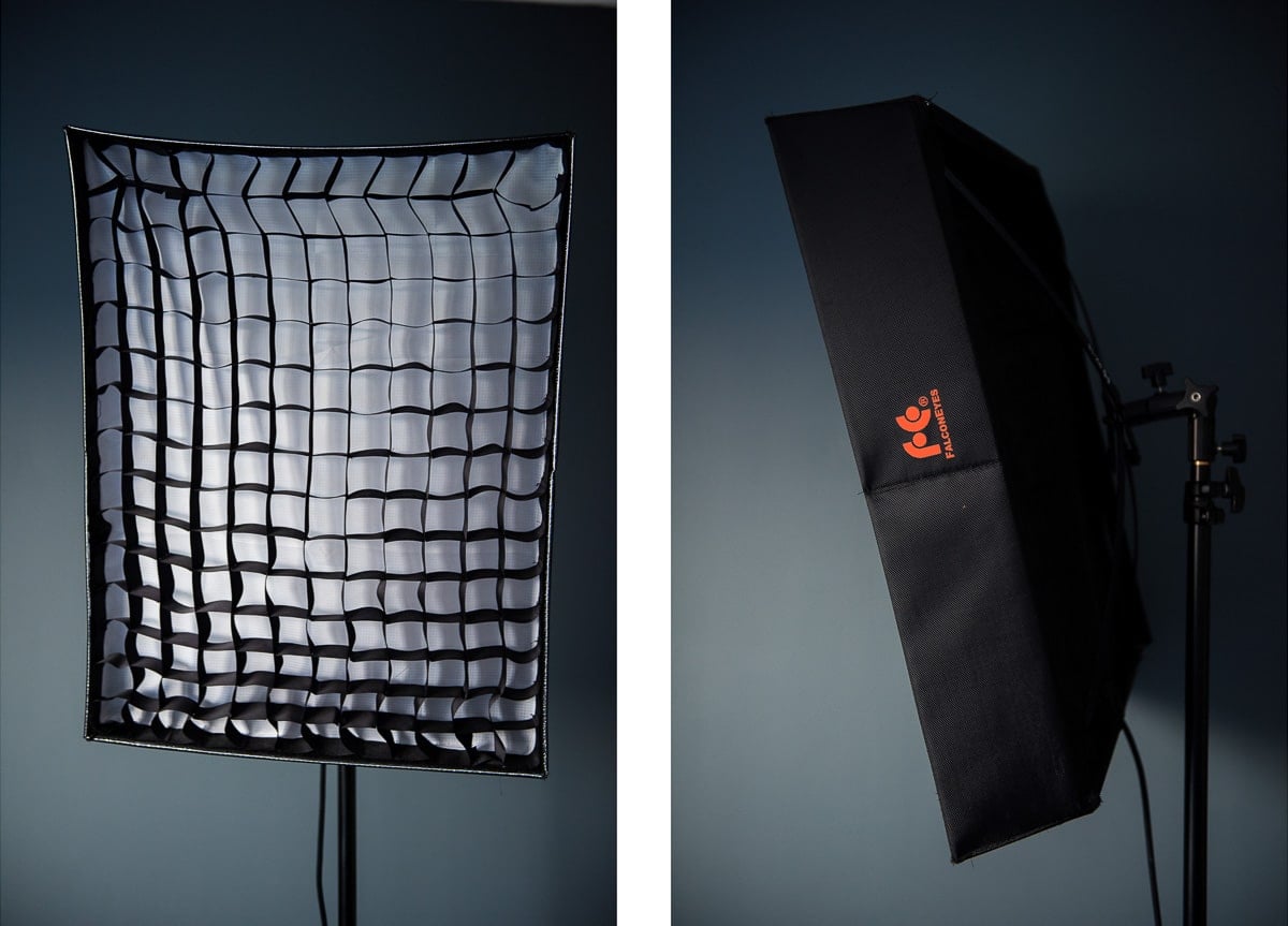Falcon Eyes LED lighting with softbox and grid