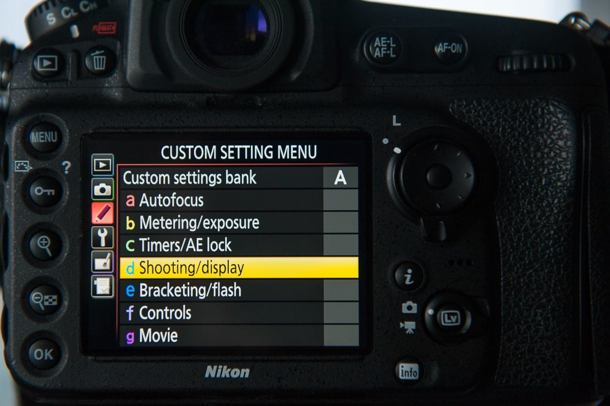 custom setting camera menu for naming photography files