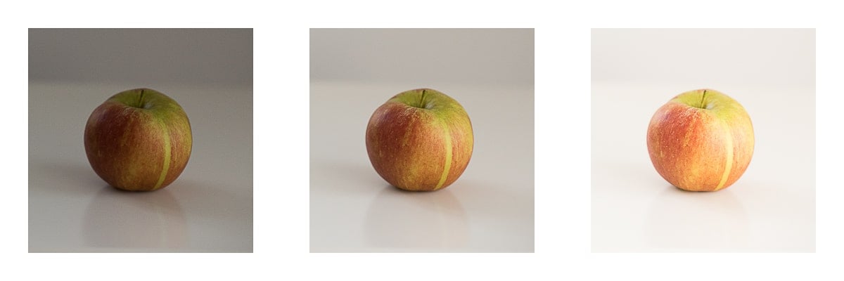 Automatic exposure bracketing of an apple